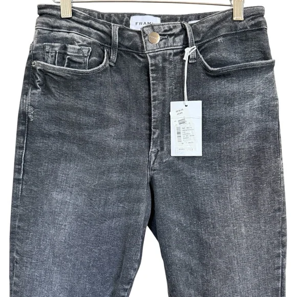 NWT Frame Le One Skinny Crop Jeans In Hughes Black Mid Rise Size 2 (29-34) - Picture 5 of 16